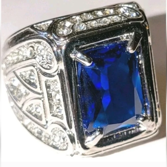 Silver and Blue Men's Ring